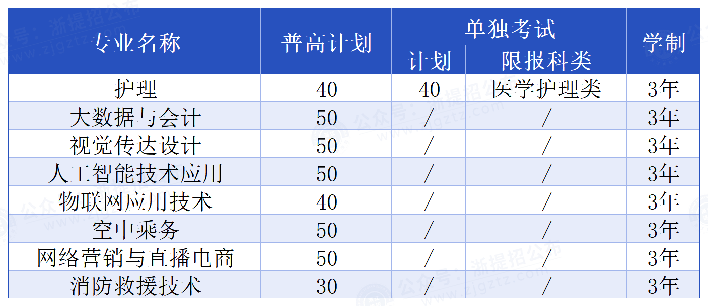 浙江宇翔职业技术学院_招生计划